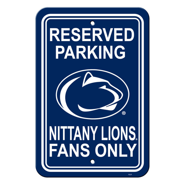 Letrero de plástico de 12 x 18 de los Penn State Nittany Lions con texto en inglés "Reserve Parking Style CO"