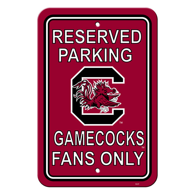 Letrero de plástico de 12 x 18 de South Carolina Gamecocks para estacionamiento reservado, estilo CO