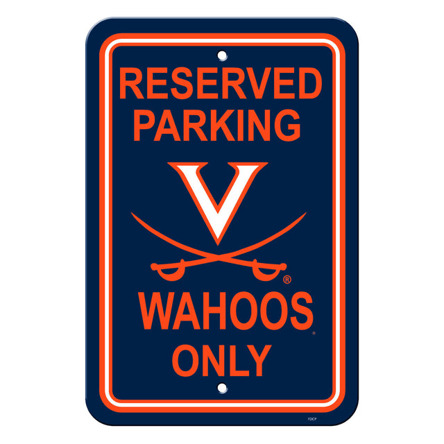 Letrero de plástico de los Virginia Cavaliers de 12 x 18 pulgadas con estacionamiento reservado, estilo CO