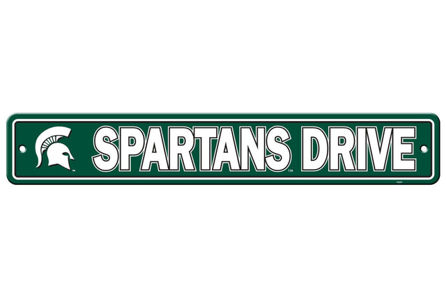 Letrero de plástico de 4 x 24 pulgadas de los Spartans de Michigan State, estilo callejero, CO