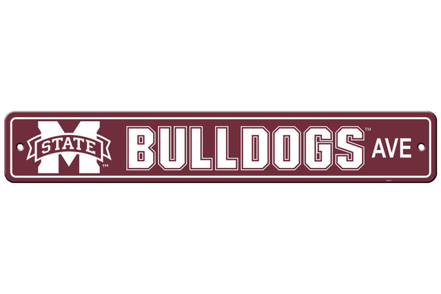 Letrero de plástico de 4 x 24 pulgadas de los Mississippi State Bulldogs, estilo callejero, CO