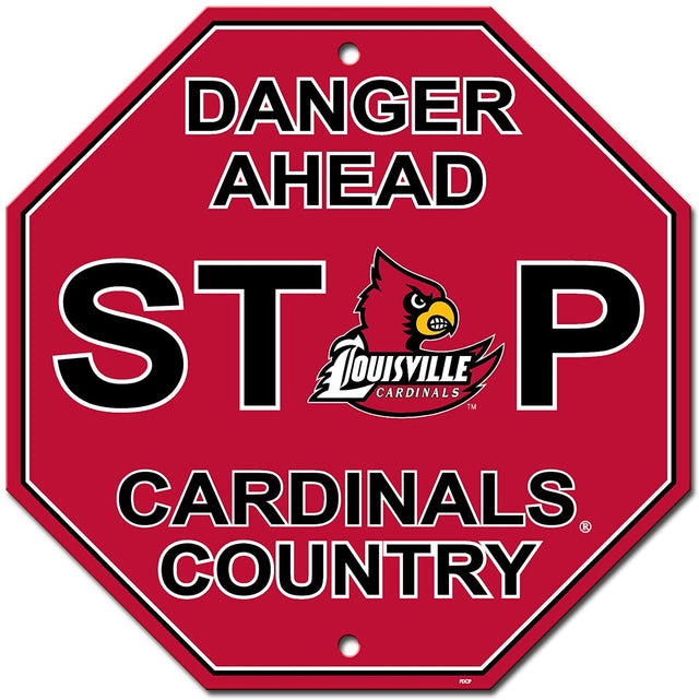 Letrero de plástico de los Louisville Cardinals de 12 x 12 pulgadas, estilo Stop CO