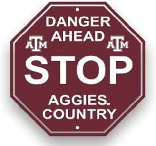 Letrero de plástico de 12 x 12 de Texas A&amp;M Aggies, estilo Stop CO