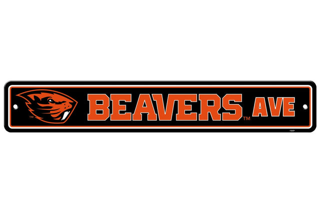 Letrero de plástico de 4 x 24 pulgadas de Oregon State Beavers, estilo callejero, CO