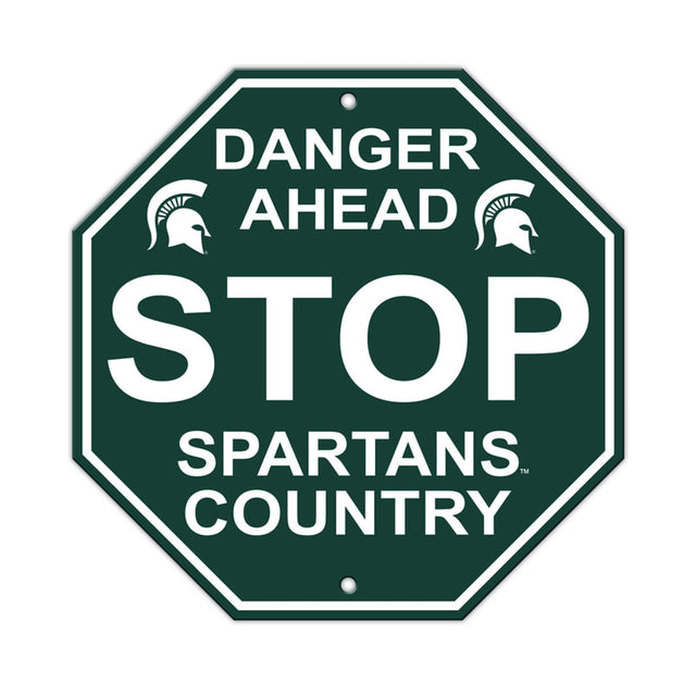 Letrero de plástico de 12 x 12 de los Spartans de Michigan State, estilo Stop CO