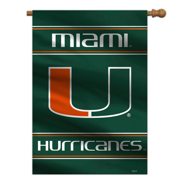 Bandera de los Miami Hurricanes de 28 x 40 pulgadas, estilo bandera de casa, 2 caras CO