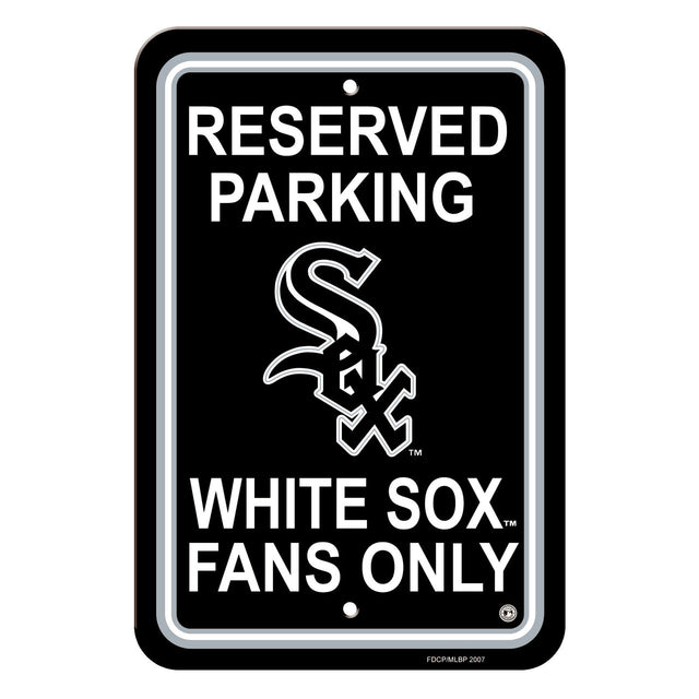 Letrero de plástico de los Chicago White Sox de 12 x 18 pulgadas con texto en inglés "Reserve Parking Style CO"