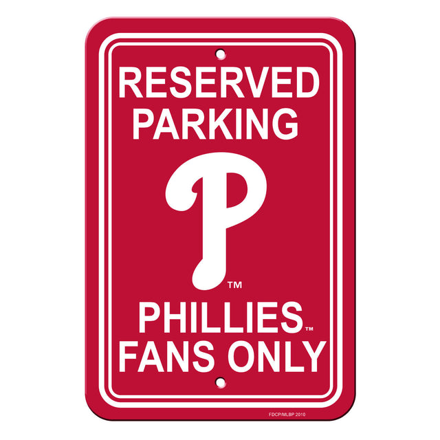 Letrero de plástico de los Philadelphia Phillies de 12 x 18, estilo de estacionamiento reservado CO