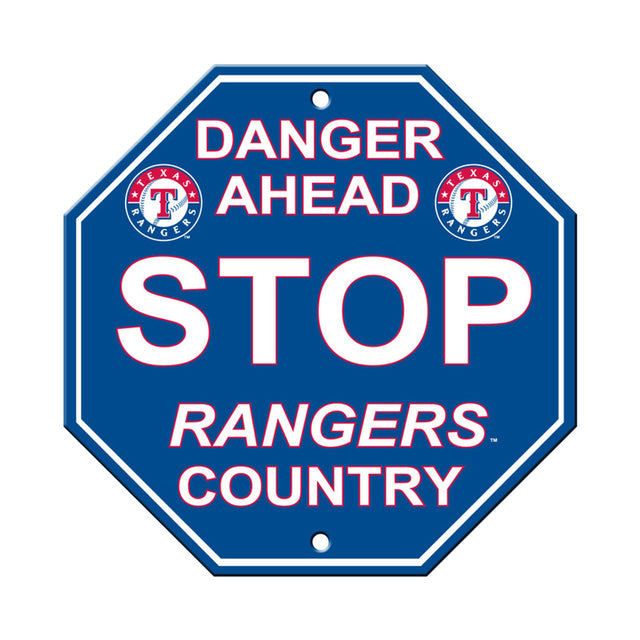 Letrero de plástico de los Texas Rangers de 12 x 12 pulgadas, estilo Stop CO