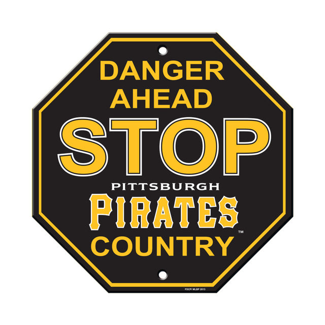 Letrero de plástico de los Piratas de Pittsburgh de 12 x 12 pulgadas, estilo Stop CO