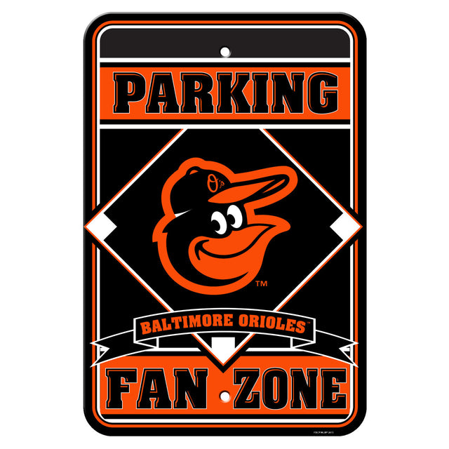 Letrero de plástico de 12 x 18 de Baltimore Orioles para zona de aficionados, estilo estacionamiento CO