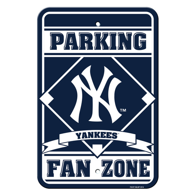 Letrero de los Yankees de Nueva York de 12 x 18 pulgadas de plástico para zona de estacionamiento de aficionados, estilo CO