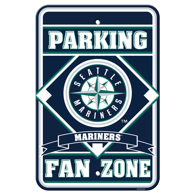 Letrero de plástico de los Seattle Mariners de 12 x 18 pulgadas, estilo estacionamiento para aficionados CO