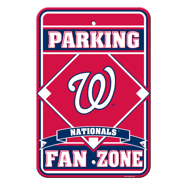 Letrero de plástico de los Washington Nationals de 12 x 18 pulgadas para zona de estacionamiento de aficionados, estilo CO