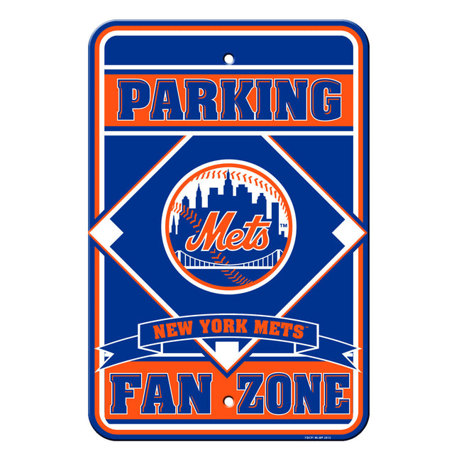 Letrero de plástico de los New York Mets de 12 x 18 pulgadas, estilo estacionamiento para aficionados CO