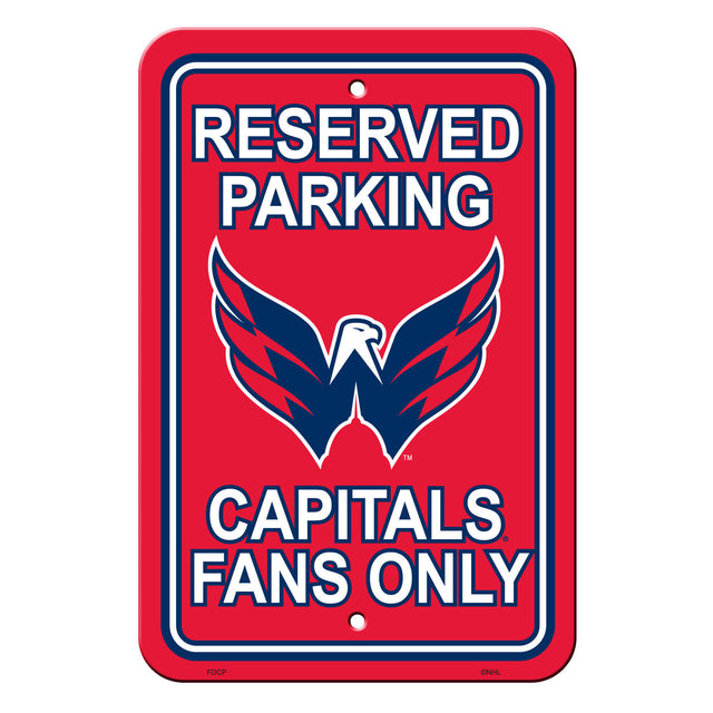 Letrero de plástico de Washington Capitals de 12 x 18 pulgadas con texto en inglés "Reserve Parking Style CO"