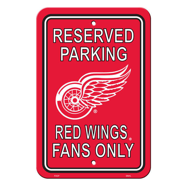 Letrero de plástico de los Detroit Red Wings de 12 x 18 pulgadas con estacionamiento reservado, estilo CO