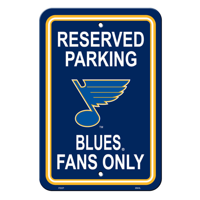 Letrero de plástico de St. Louis Blues de 12 x 18 pulgadas con estacionamiento reservado, estilo CO