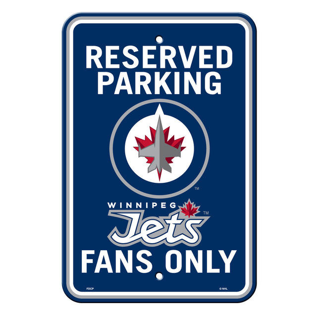 Letrero de plástico de los Winnipeg Jets de 12 x 18 pulgadas con estacionamiento reservado estilo CO