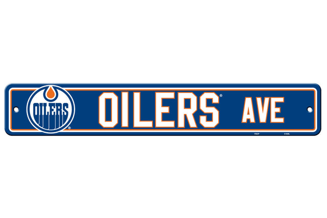 Letrero de plástico de los Edmonton Oilers de 4 x 24 pulgadas, estilo callejero, CO