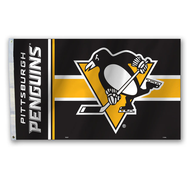 Bandera de los Pittsburgh Penguins, pancarta de 3 x 5 pulgadas, CO