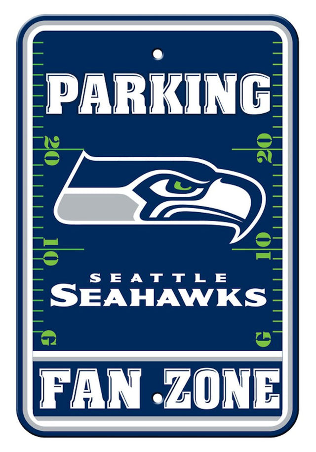 Letrero de los Seattle Seahawks de plástico de 12 x 18 pulgadas, estilo estacionamiento para aficionados CO