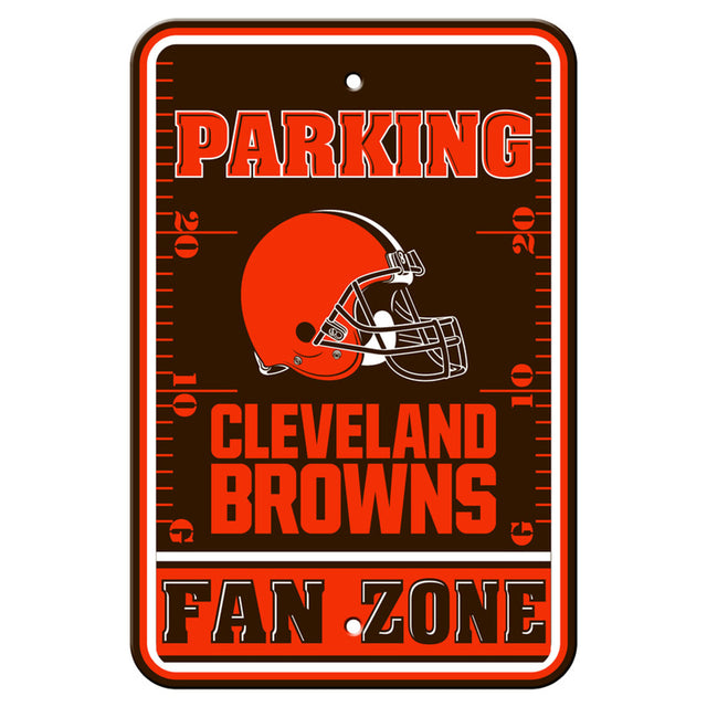 Letrero de plástico de los Cleveland Browns de 12 x 18 pulgadas, estilo zona de estacionamiento para fanáticos CO