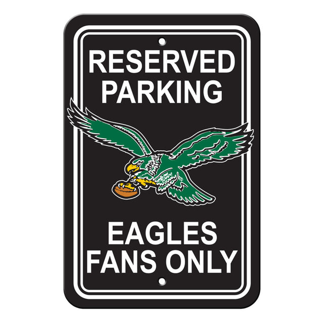 Letrero de los Philadelphia Eagles de plástico de 12 x 18 pulgadas con diseño retro de estacionamiento reservado