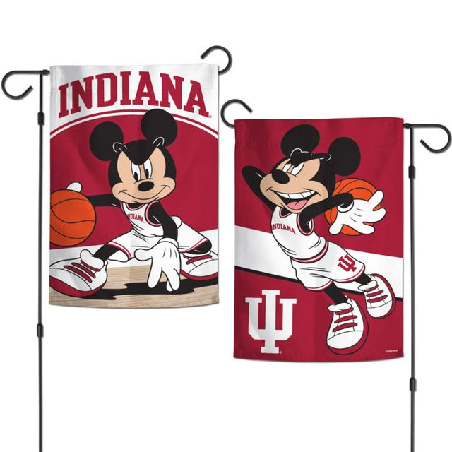 Banderas de jardín de Indiana Hoosiers / Disney Mickey Mouse de 2 lados, 12,5" x 18"