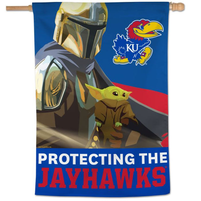 Bandera vertical de los Kansas Jayhawks/Star Wars MANDALORIAN de 28" x 40"