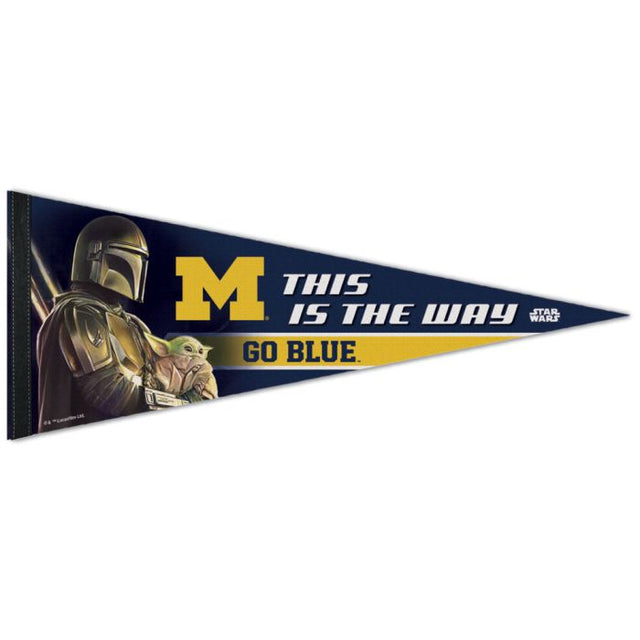 Banderín premium de los Wolverines de Michigan / Star Wars MANDALORIAN de 12" x 30"