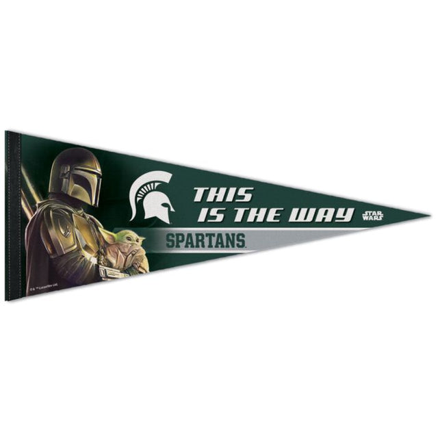 Banderín premium de Star Wars MANDALORIAN Spartans de Michigan State de 12" x 30"