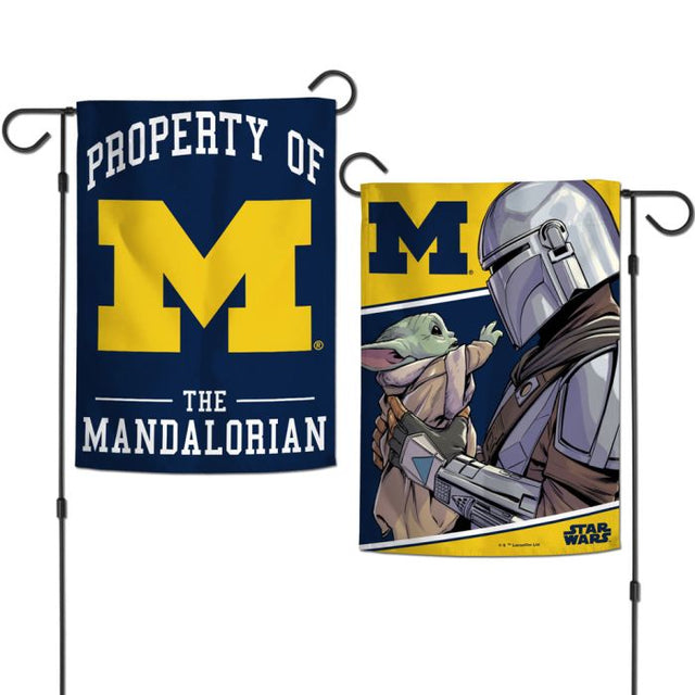 Banderas de jardín de los Wolverines de Michigan / Star Wars MANDALORIAN de 2 lados, 12,5" x 18"