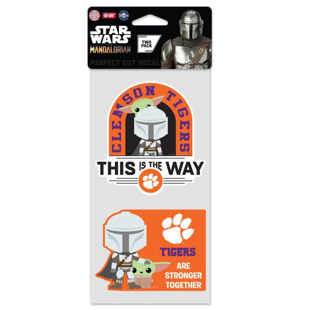 Juego de dos calcomanías de corte perfecto de Clemson Tigers / Star Wars MANDALORIAN de 4" x 4"