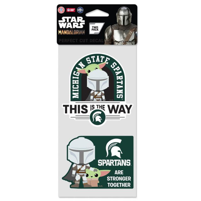 Juego de dos calcomanías de corte perfecto de Star Wars MANDALORIAN Spartans / Michigan State de 4" x 4"