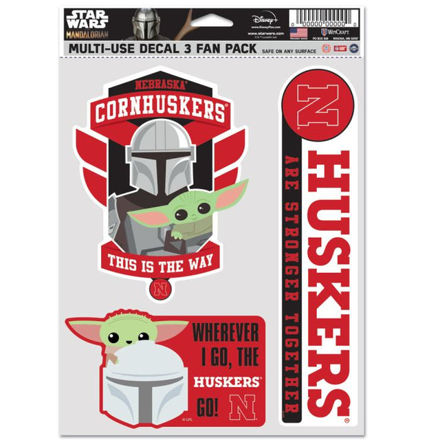 Nebraska Cornhuskers / Star Wars Mandalorian Multi Use 3 Fan Pack