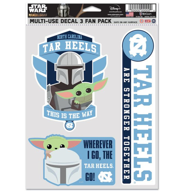 Paquete de 3 abanicos multiusos de North Carolina Tar Heels/Star Wars Mandalorian