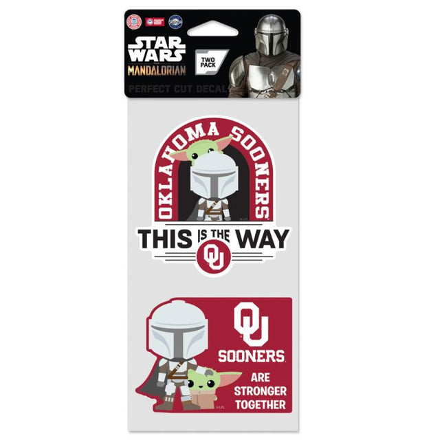 Juego de dos calcomanías de corte perfecto de Oklahoma Sooners/Star Wars Mandalorian de 4" x 4"