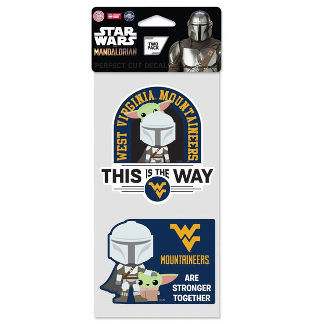 Juego de dos calcomanías de corte perfecto de West Virginia Mountaineers / Star Wars Mandalorian de 4" x 4"