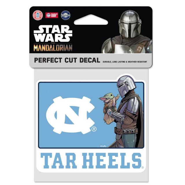 Calcomanía de color de corte perfecto de los Tar Heels de Carolina del Norte/Star Wars Mandalorian de 4" x 4"