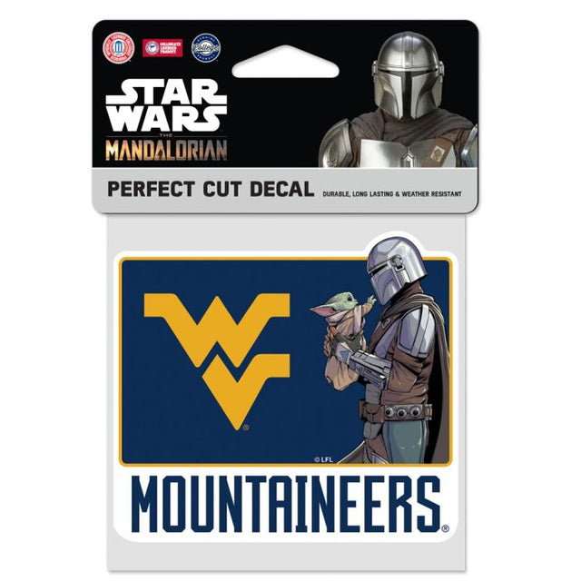 Calcomanía de color de corte perfecto de West Virginia Mountaineers / Star Wars Mandalorian de 4" x 4"