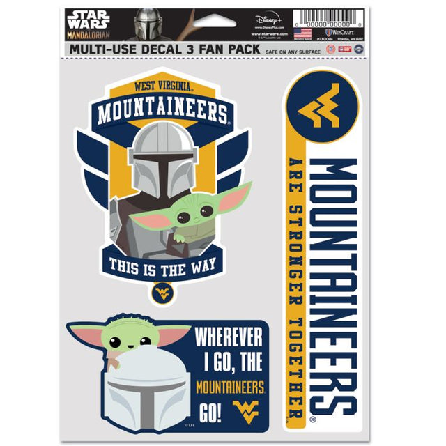 Paquete de 3 ventiladores multiusos de West Virginia Mountaineers / Star Wars Mandalorian