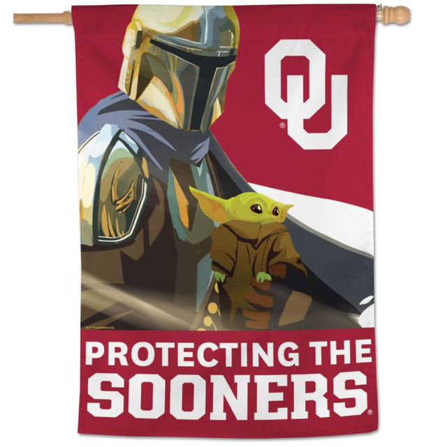 Bandera vertical de Oklahoma Sooners/Star Wars Mandalorian de 28" x 40"