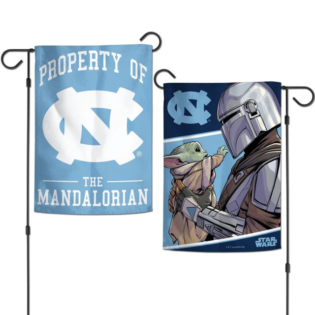 Banderas de jardín de Tar Heels de Carolina del Norte / Star Wars Mandalorian de 2 lados 12,5" x 18"