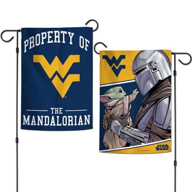 Banderas de jardín de West Virginia Mountaineers / Star Wars Mandalorian de 2 lados, 12,5" x 18"