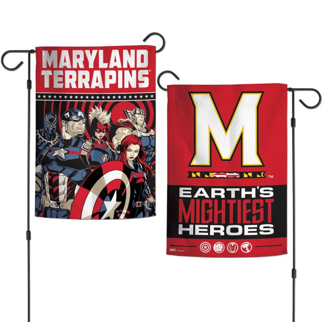 Maryland Terrapins / Marvel (c) Banderas de jardín MARVEL 2021 de 2 lados, 12,5" x 18"