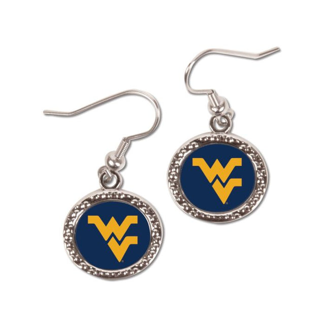 Pendientes de los West Virginia Mountaineers en cartulina redonda