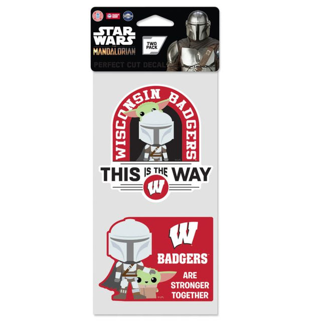 Wisconsin Badgers / Star Wars MANDALORIAN Juego de calcomanías de corte perfecto de dos de 4" x 4"