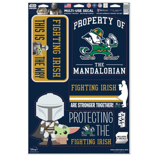 Calcomanía multiusos de Notre Dame Fighting Irish / Star Wars MANDALORIAN de 11" x 17"