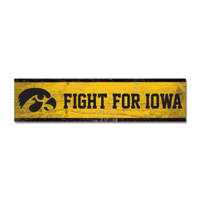 Imán de madera de 1,5" x 6" con la palabra LUCHA POR IOWA de Iowa Hawkeyes